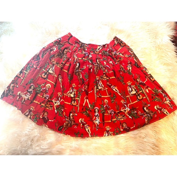 Western Pin-Up Girl Circle Skirt L/XL - Picture 3 of 3